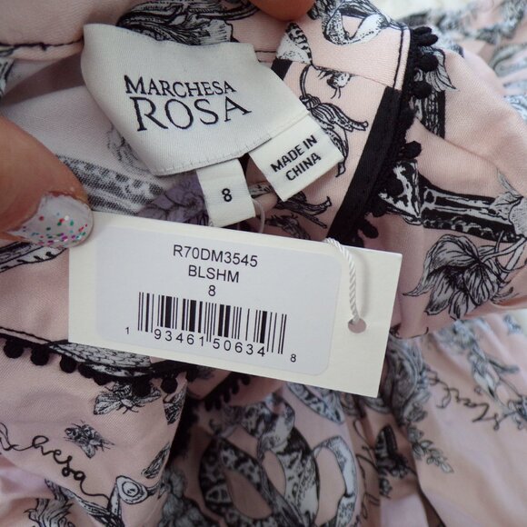 NWT Marchesa floral pink cotton midi dress 8 - Picture 9 of 13